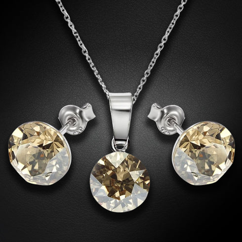 Sudraba komplekts "Klasika (Golden Shadow)" ar Swarovski™ kristāliem